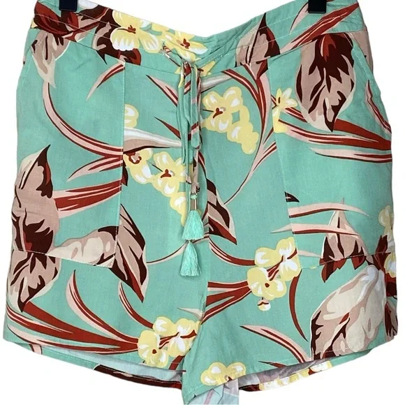 🎉Host Pick🎉L*Space Tropical Floral High Waist Westside Shorts Tassel NWT Sz S - Picture 4 of 16